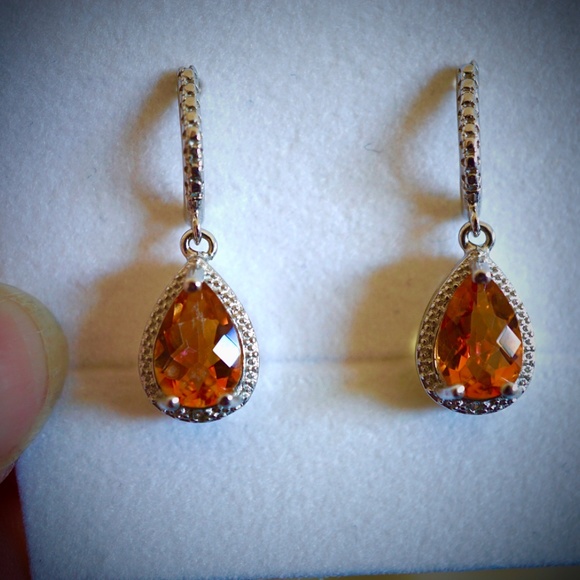 Azotic Topaz & Diamond Halo Earrings - Picture 4 of 8